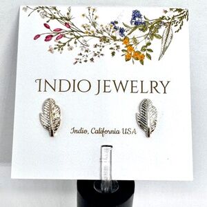 Indio Jewelry Tiny Silver Plated Feather Stud Hypoallergenic Earrings #E100